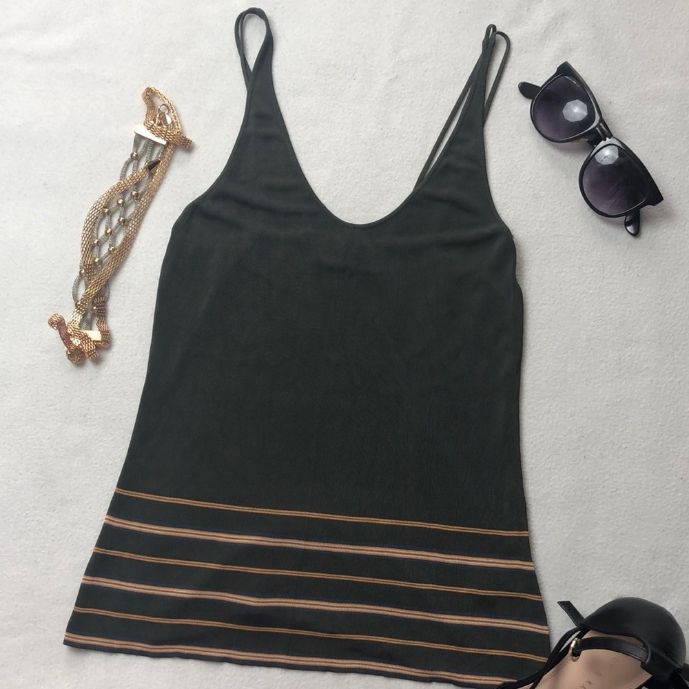 Giorgio Armani Scoop Neck Cami Tank Top Vintage Striped